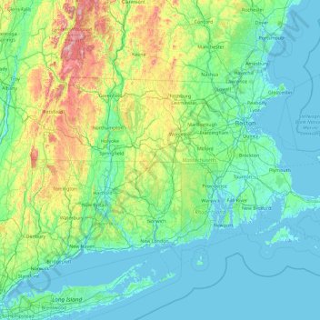 Massachusetts topographic map, elevation, terrain