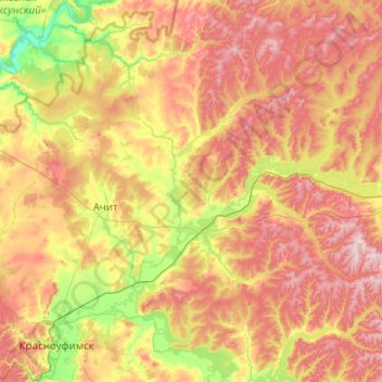 Ачитский городской округ topographic map, elevation, terrain