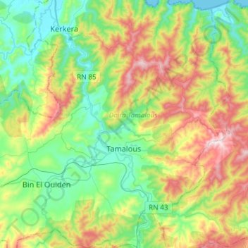 Tamalous topographic map, elevation, terrain