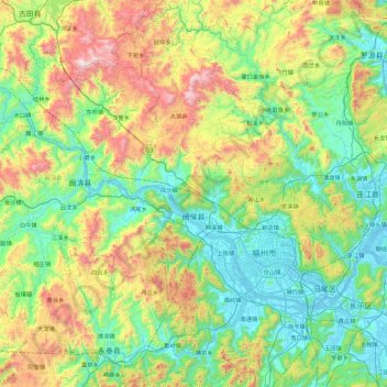 闽侯县 topographic map, elevation, terrain