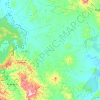 Chicontepec topographic map, elevation, terrain