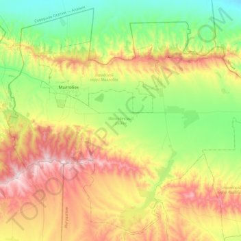 Малгобекский район topographic map, elevation, terrain