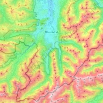 Oberstdorf topographic map, elevation, terrain