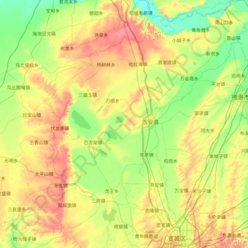农安县 topographic map, elevation, terrain