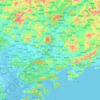 Huizhou topographic map, elevation, terrain