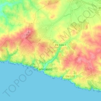 Carvoeiro topographic map, elevation, terrain