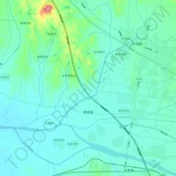 果都镇 topographic map, elevation, terrain