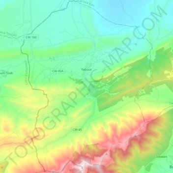 Yabous topographic map, elevation, terrain
