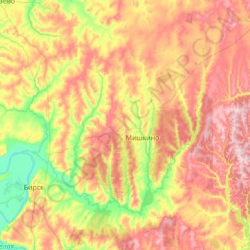 Мишкинский район topographic map, elevation, terrain
