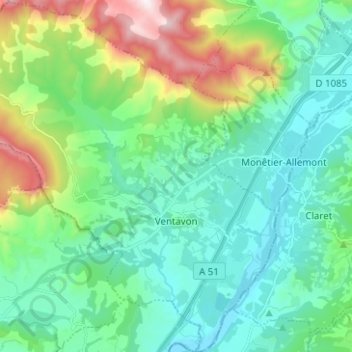 Ventavon topographic map, elevation, terrain