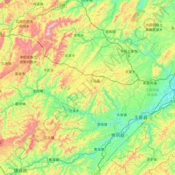 岑巩县 topographic map, elevation, terrain