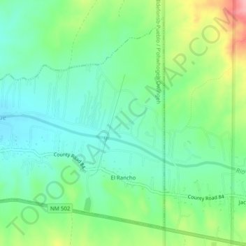 El Rancho topographic map, elevation, terrain