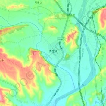 青莲镇 topographic map, elevation, terrain