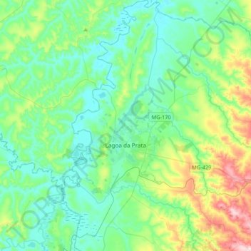 Lagoa da Prata topographic map, elevation, terrain