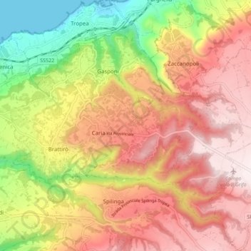 Drapia topographic map, elevation, terrain