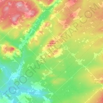 Sainte-Rose-de-Watford topographic map, elevation, terrain