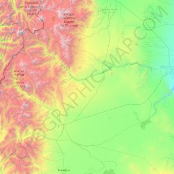 Distrito Cuadro Benegas topographic map, elevation, terrain