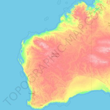 Western Australia topographic map, elevation, terrain