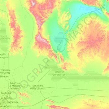 San Pedro topographic map, elevation, terrain