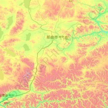 色尼区 topographic map, elevation, terrain