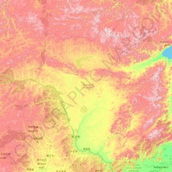 Amur Oblast topographic map, elevation, terrain