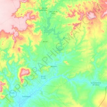 Bocaina topographic map, elevation, terrain