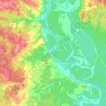 река Вятка topographic map, elevation, terrain
