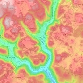 Nusplingen topographic map, elevation, terrain