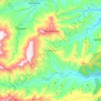 Huazalingo topographic map, elevation, terrain