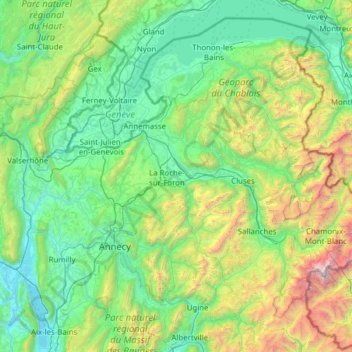 Upper Savoy topographic map, elevation, terrain