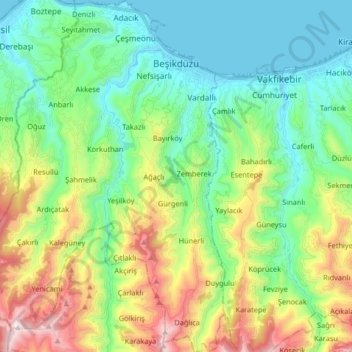 Beşikdüzü topographic map, elevation, terrain