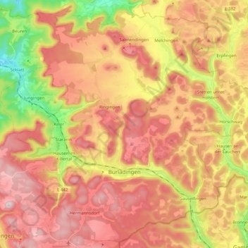 Burladingen topographic map, elevation, terrain