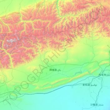 Baicheng County topographic map, elevation, terrain