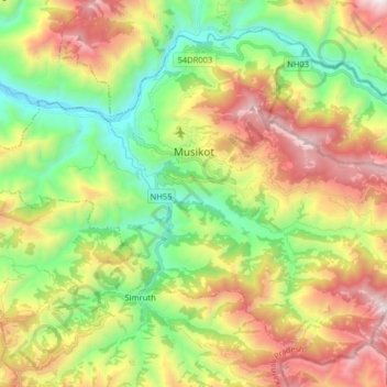 Musikot topographic map, elevation, terrain