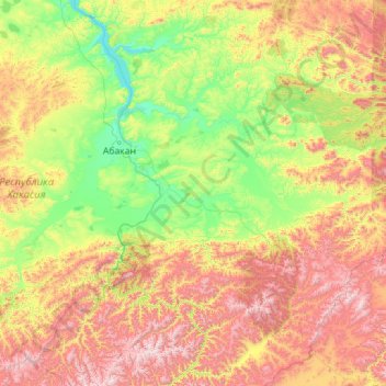 Минусинская котловина topographic map, elevation, terrain