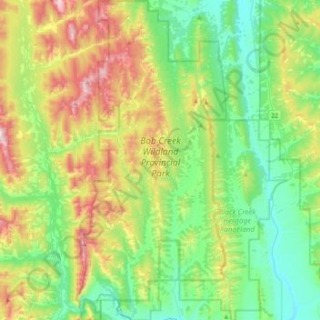 Bob Creek Wildland Provincial Park topographic map, elevation, terrain