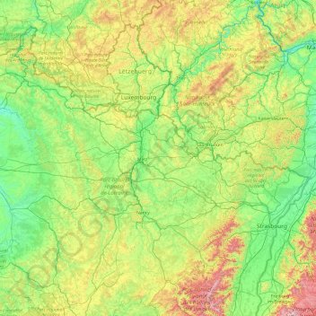 Moezel topographic map, elevation, terrain
