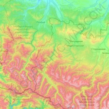 Большая Лаба topographic map, elevation, terrain