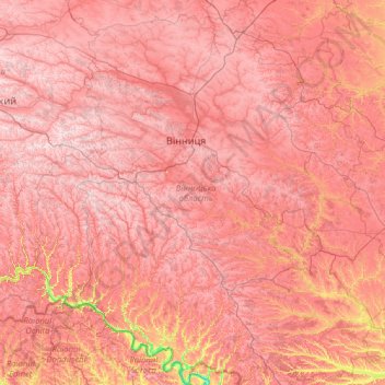 Винницкая область topographic map, elevation, terrain