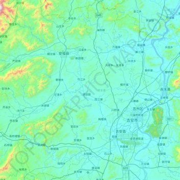 吉安县 topographic map, elevation, terrain