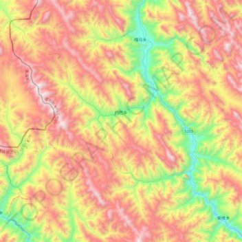 约巴乡 topographic map, elevation, terrain