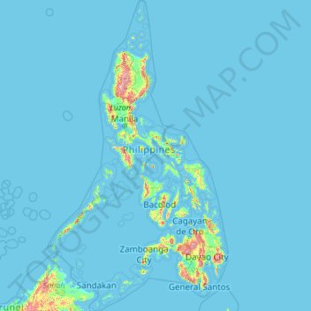 菲律宾 / 菲律賓 topographic map, elevation, terrain