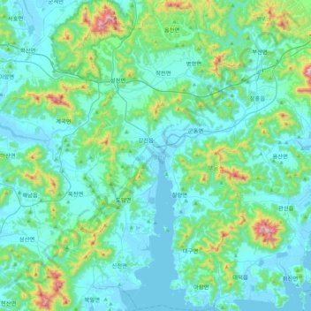 Gangjin-gun topographic map, elevation, terrain