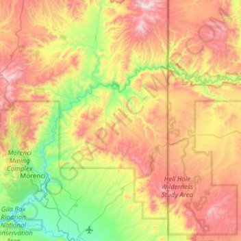San Francisco River topographic map, elevation, terrain