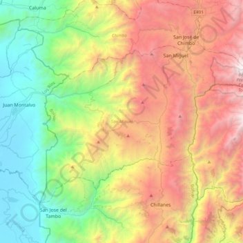 San Miguel topographic map, elevation, terrain