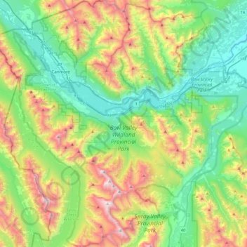 Bow Valley Wildland Provincial Park topographic map, elevation, terrain