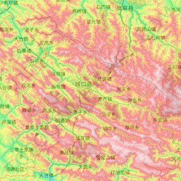 Chengkou County topographic map, elevation, terrain