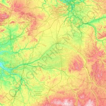 Centre-Loire Valley topographic map, elevation, terrain