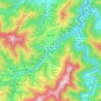 Igantzi topographic map, elevation, terrain