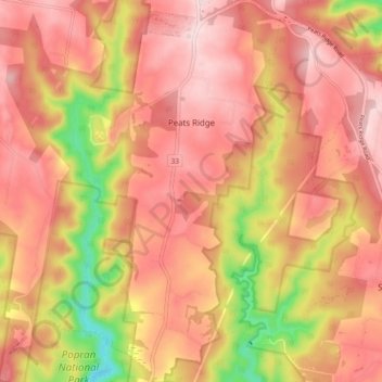 Peats Ridge topographic map, elevation, terrain